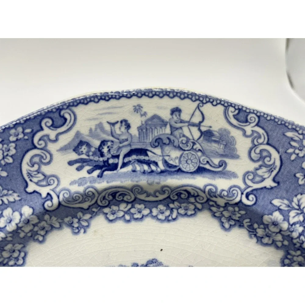J & MP Bell & Co Glasgow Triumphal Car Blue Transferware 10.25